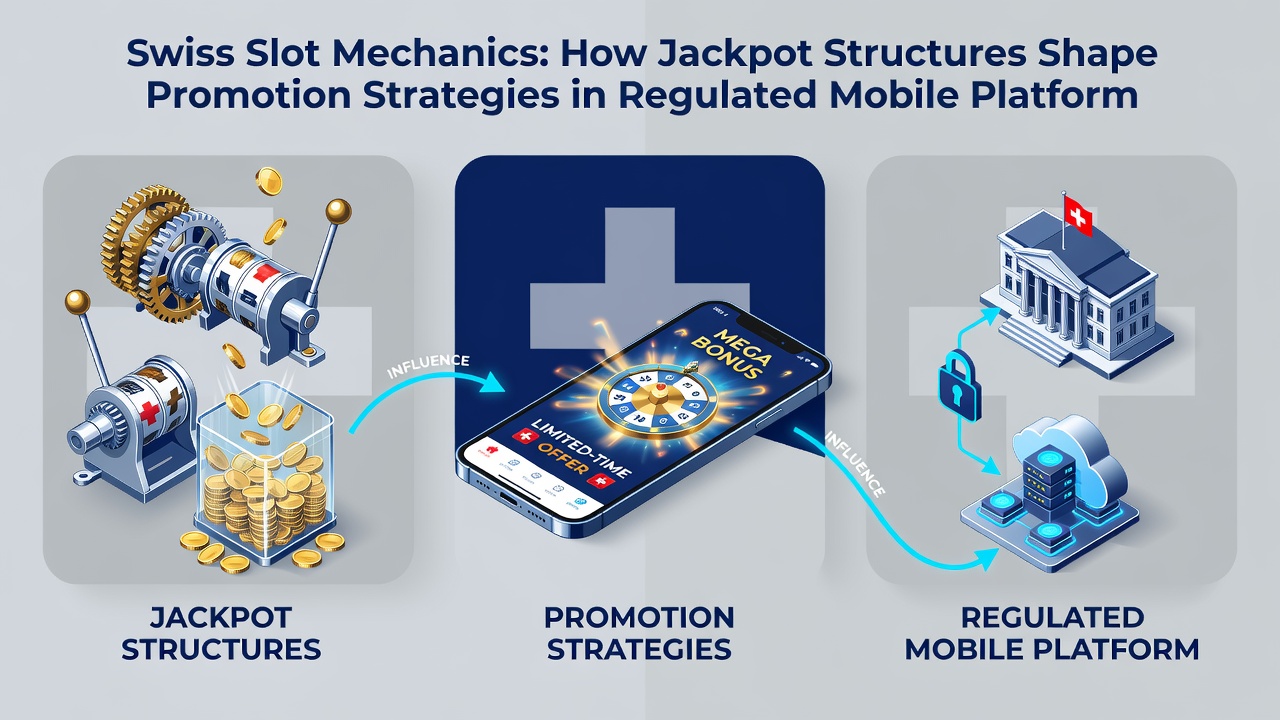 Mobile interface displaying Swiss slot jackpot tiers alongside active promotion offers and contribution meters